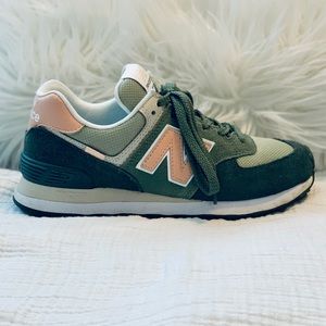 New Balance 574 Green/Pink/White